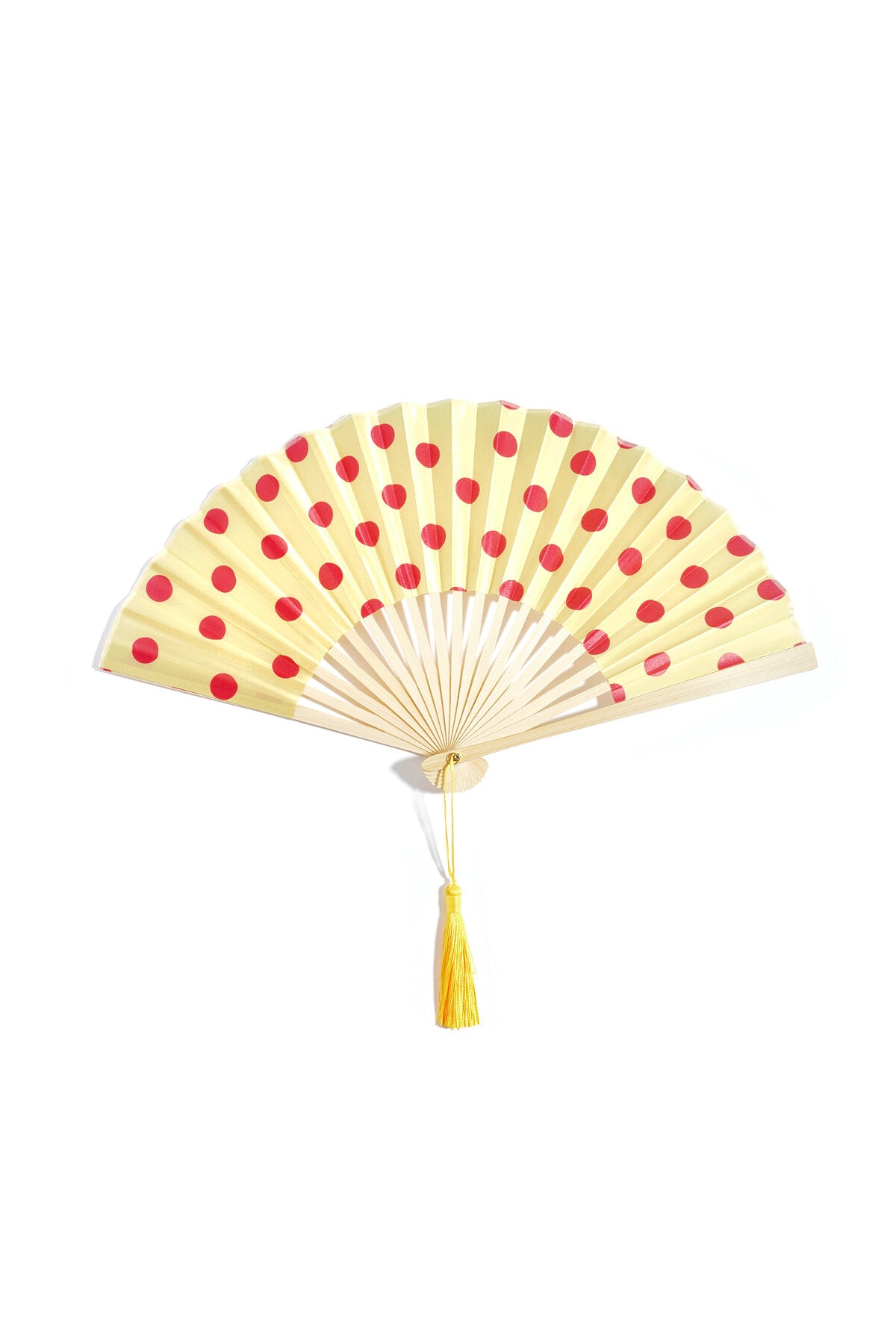 Elegant Bamboo Folding Fan in Yellow and Pink