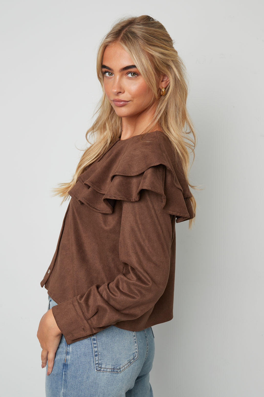 Elegant Ruffle Trim Blouse for Fall/Winter