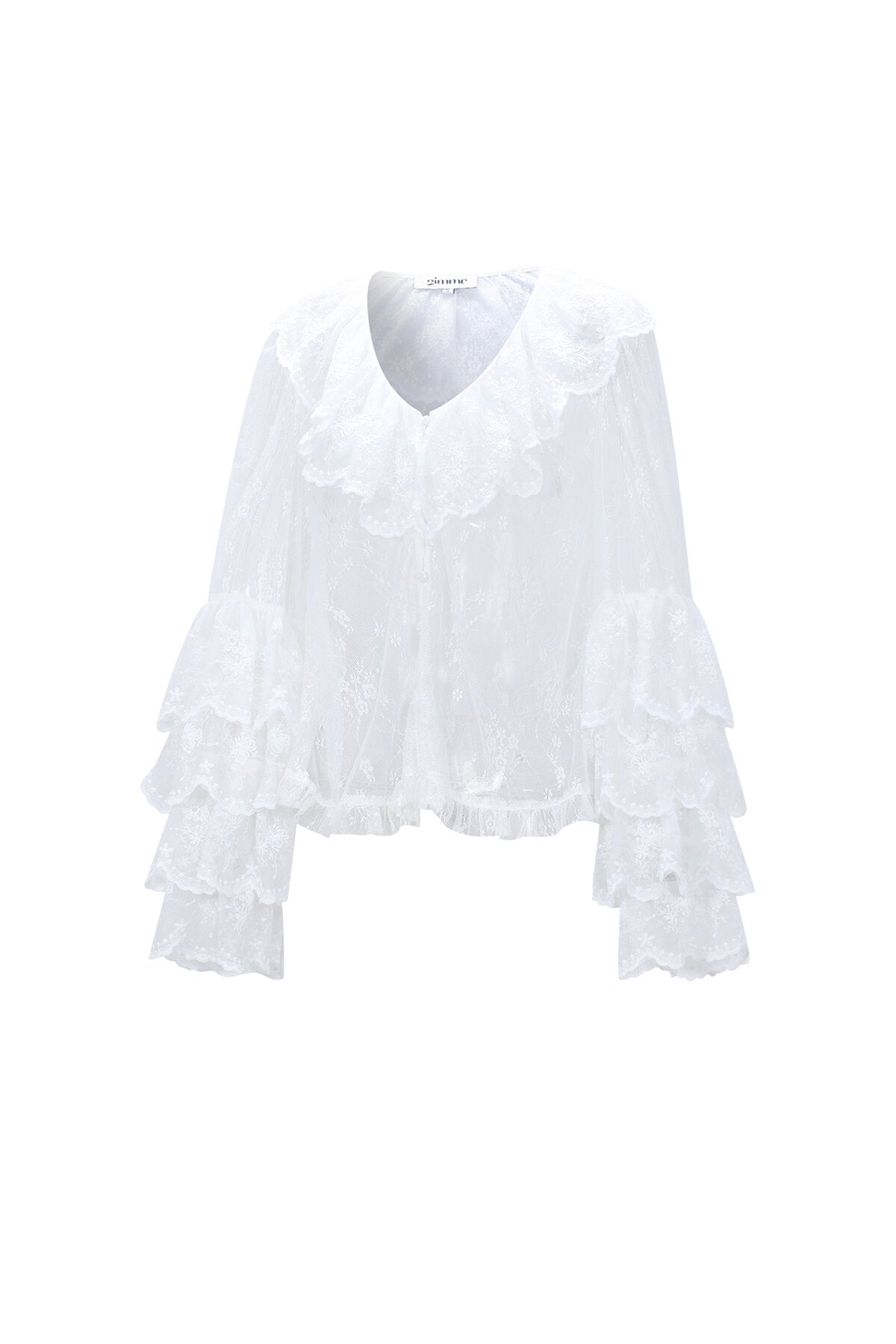 Elegant Off-White Floral Lace Blouse for Spring/Summer