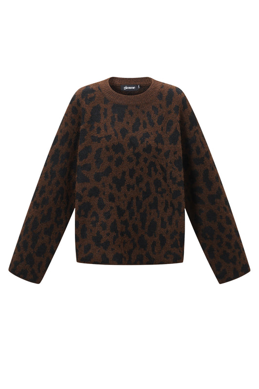 Stylish Leopard Print Knit Sweater for Fall/Winter