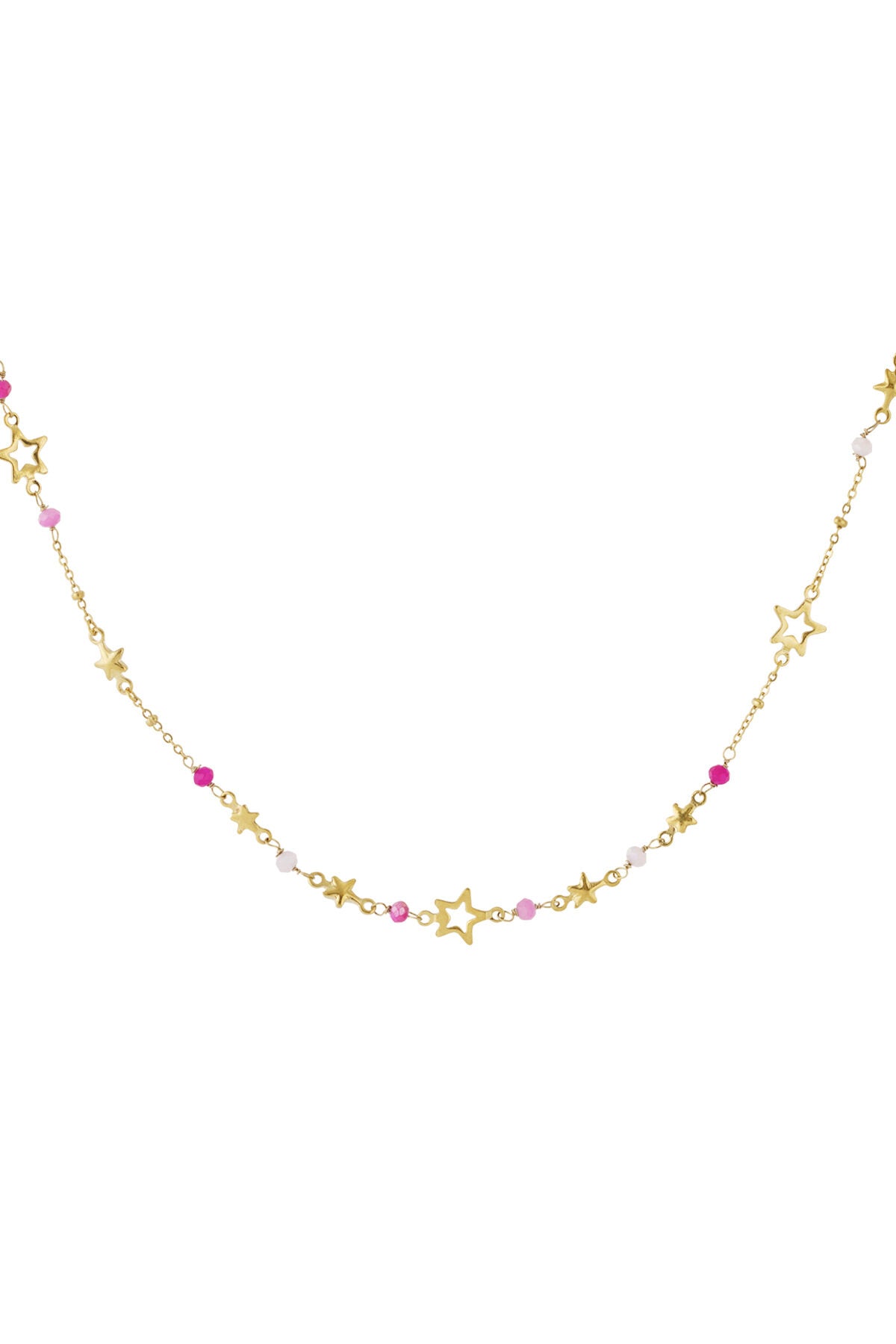 Stylish Pink & Green Star Chain Necklace for Women