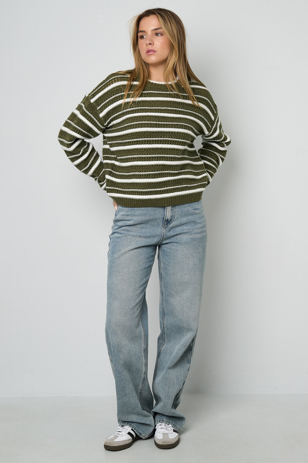 Chic Striped Knit Sweater for Cozy Fall Vibes