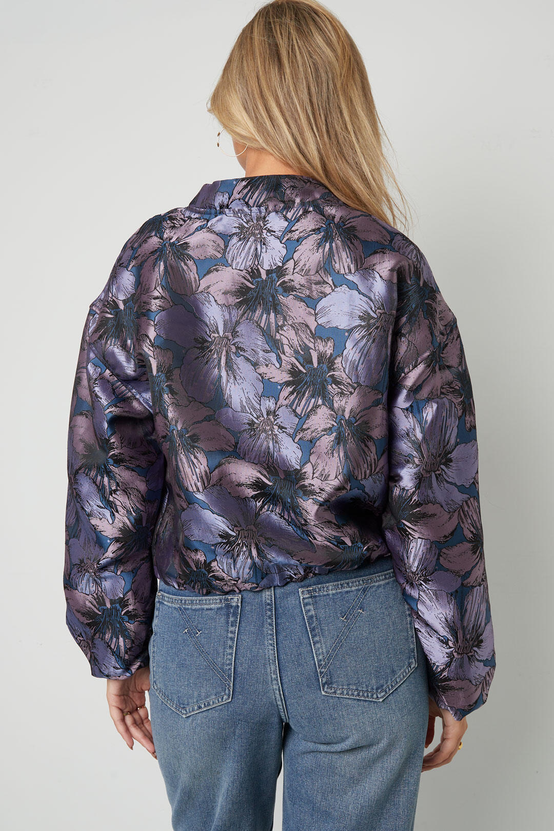 Chic Floral Print Woven Jacket for Fall/Winter