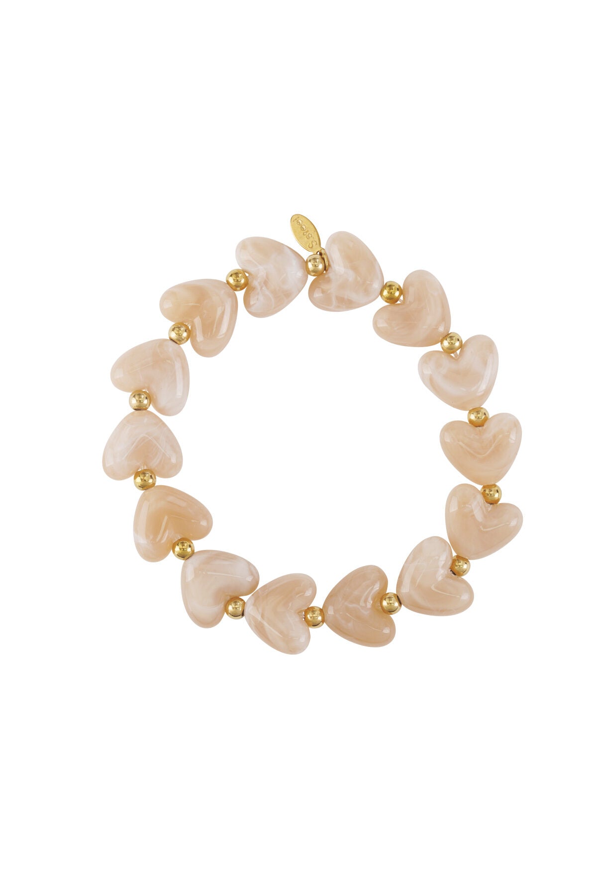 Armband hart kralen wit/gebroken wit acryl