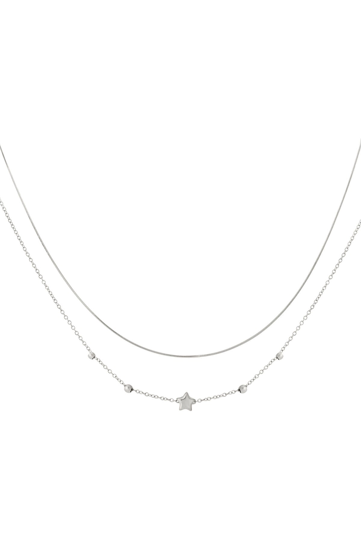 Elegant Star Layered Necklace in Silver & Gold