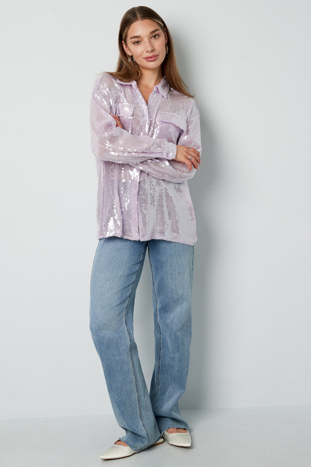 Elegant White & Lilac Woven Shirts for Spring/Summer