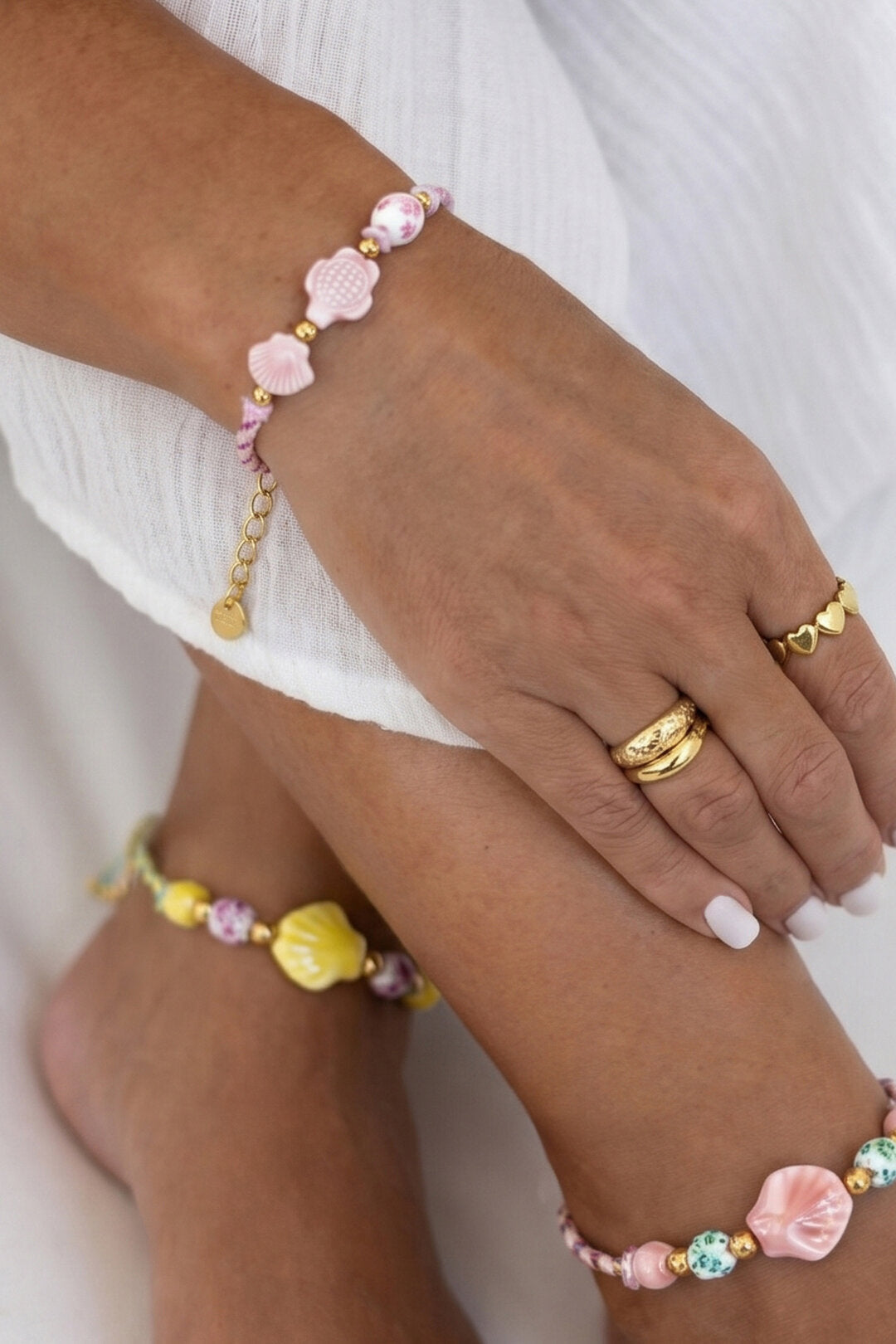 Charming Pink and Green Beaded Bracelet for Summer