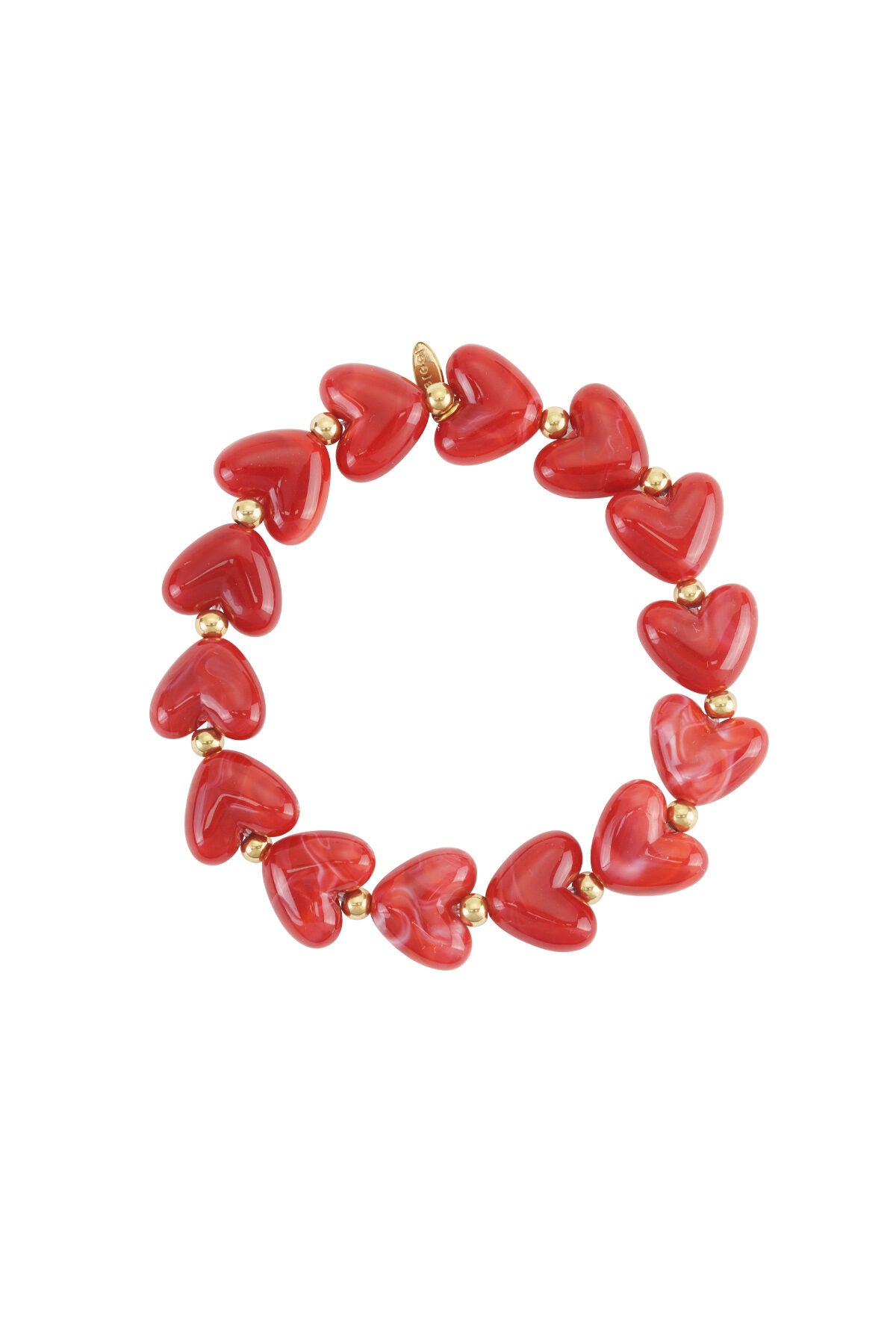 Armband hart kralen wit/gebroken wit acryl