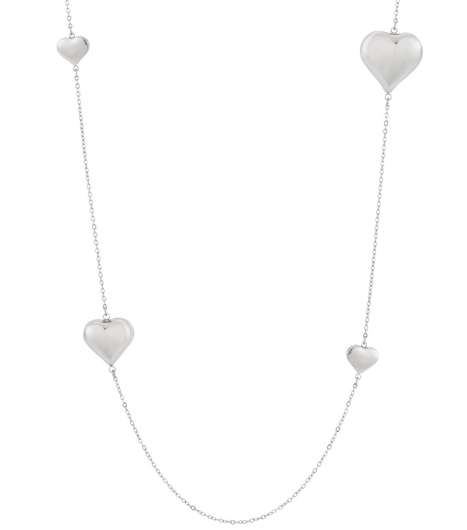 Elegant 70cm+ Long Heart Necklace in Silver & Gold
