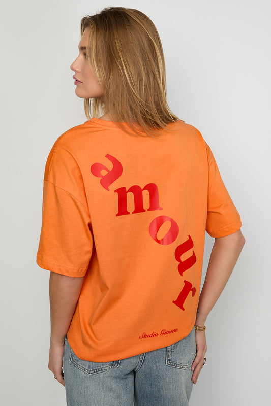 Gimme All Fit Casual Cotton T-Shirt in Orange & Red
