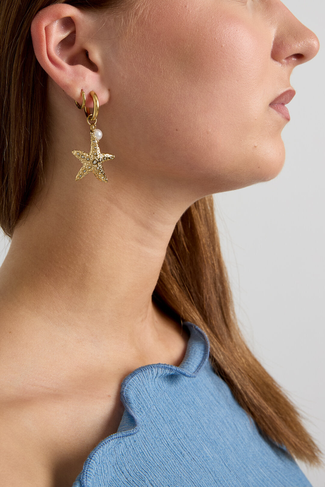 Gold Starfish Drop Earrings for Spring/Summer