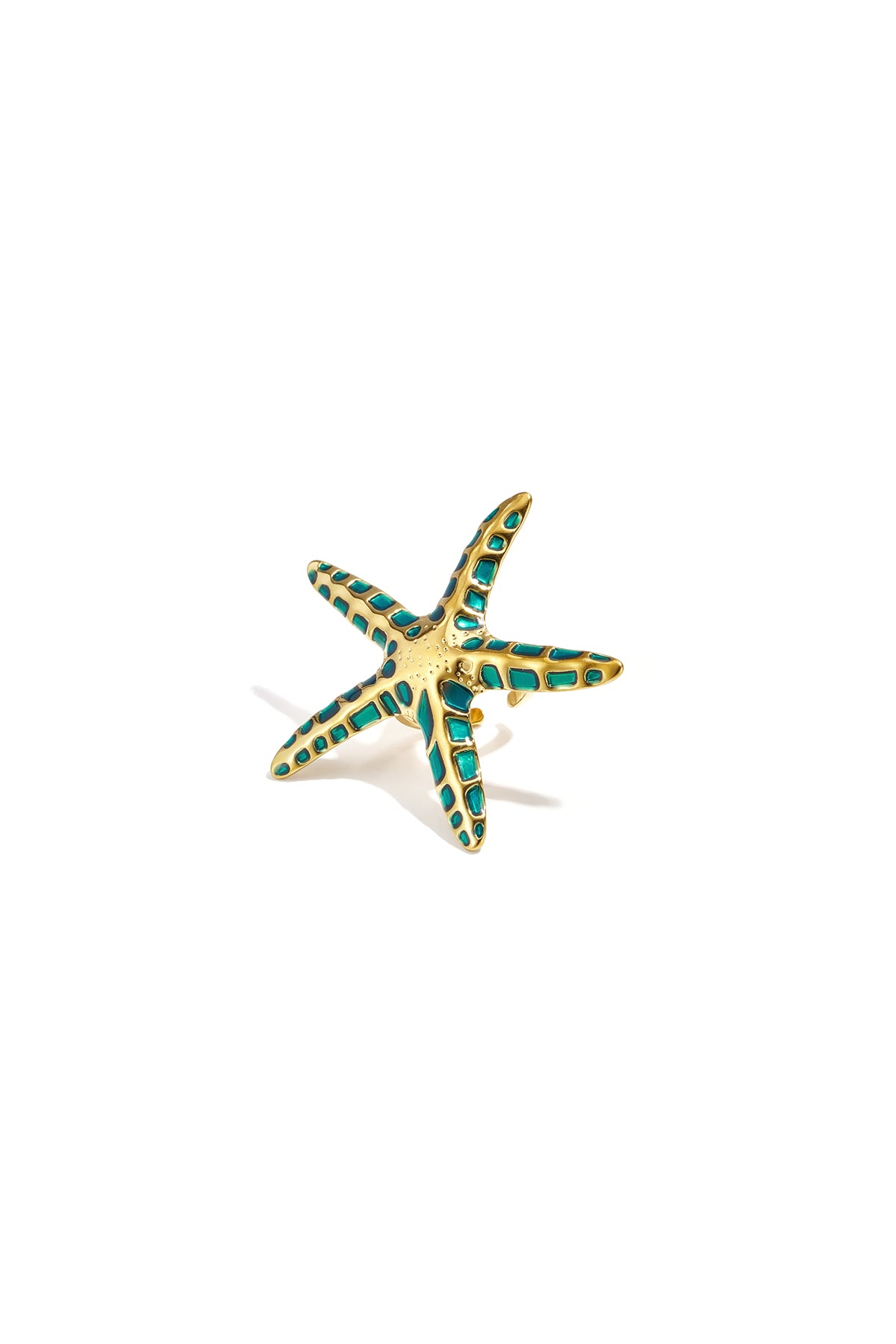 Elegant Green Starfish Adjustable Statement Ring