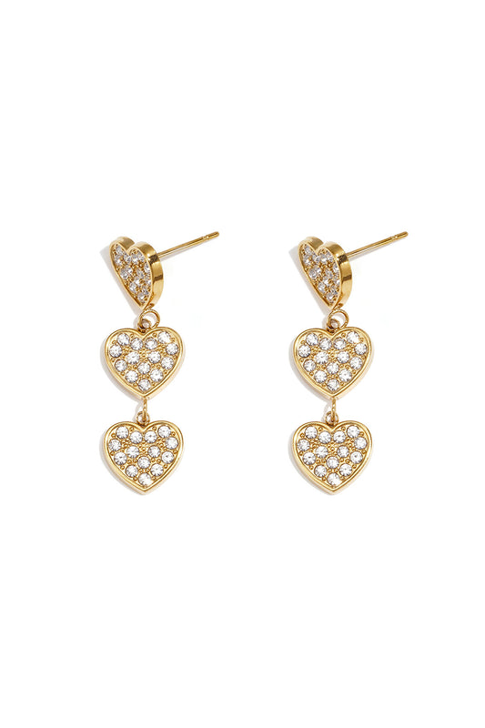 Stylish Gold Color Heart Dangle Earrings for Everyday Glam
