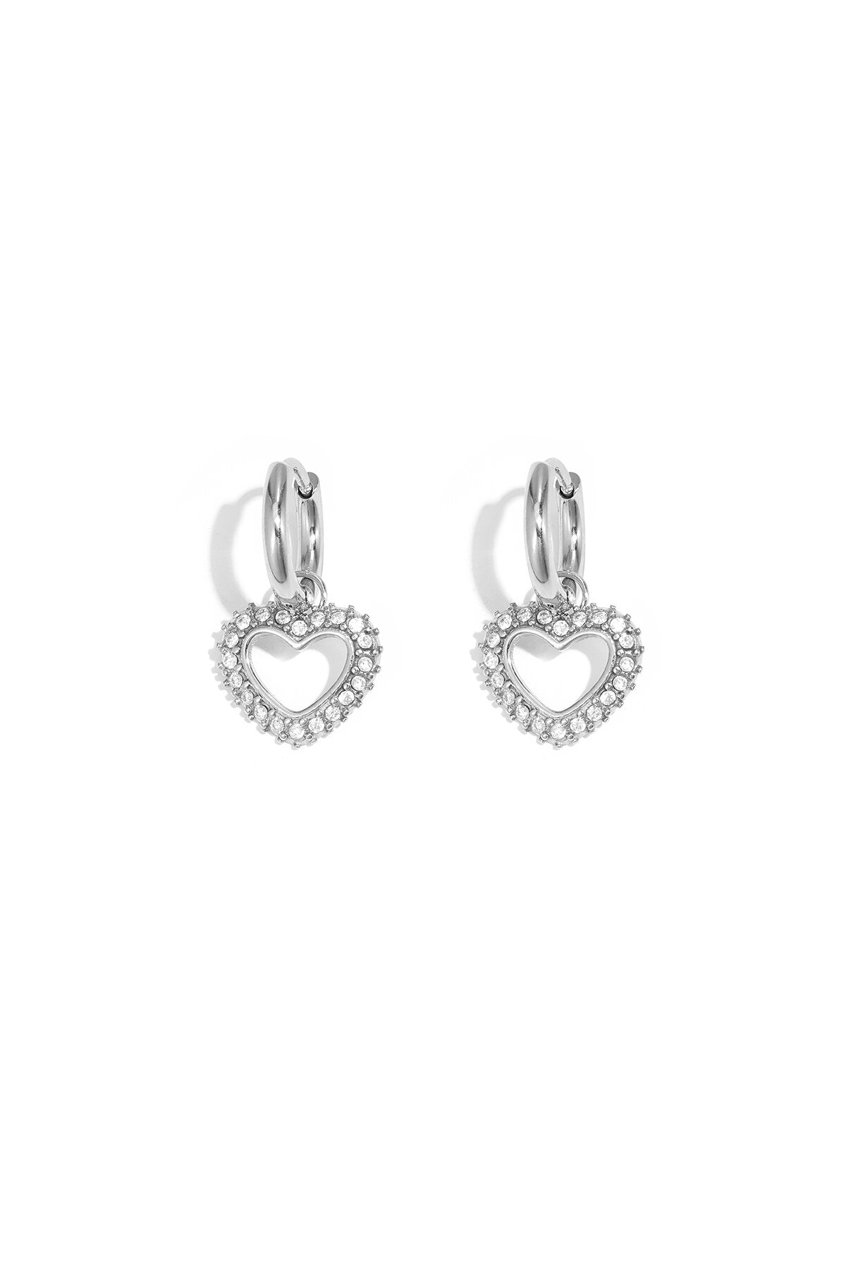 Elegant Heart-Shaped Rhinestone Drop Earrings