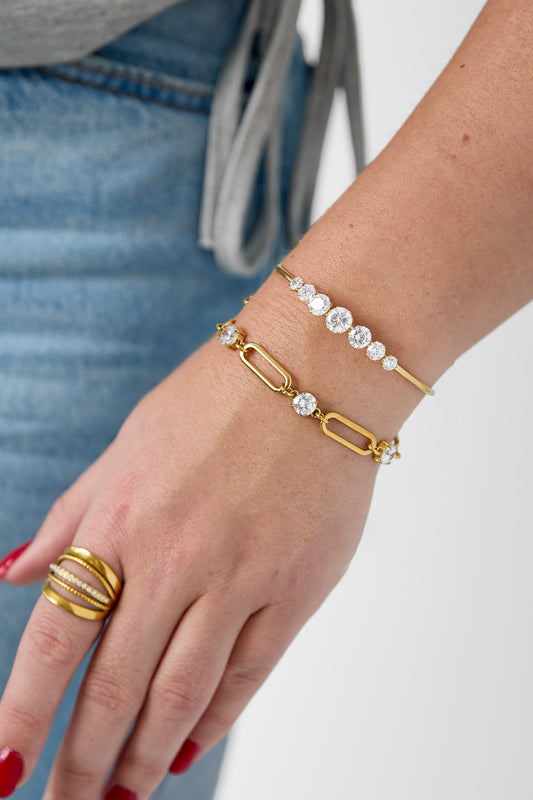 Bedelarmbanden van roestvrij staal, Circle Simple Daily Simple-serie, damessieraden