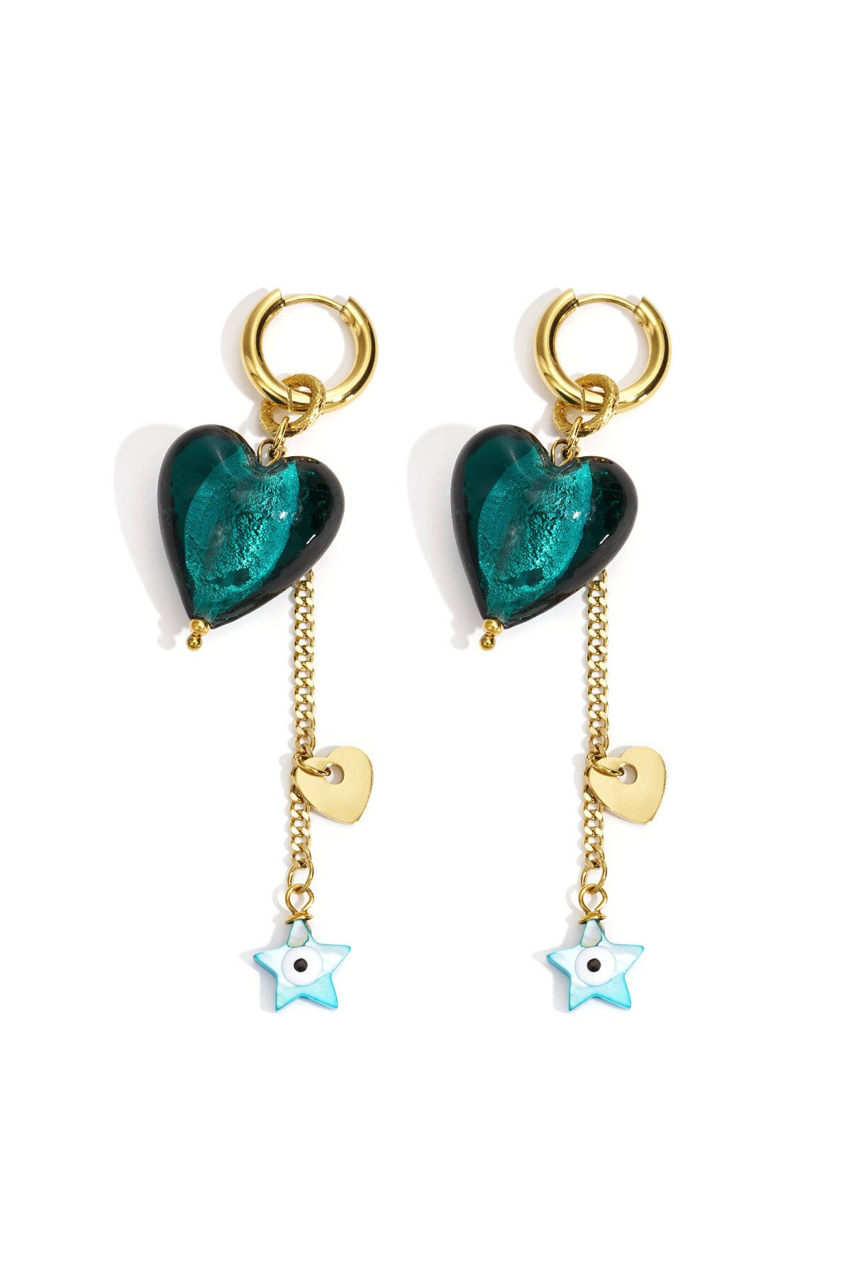 Elegant Blue Heart & Star Drop Earrings for Daily Wear