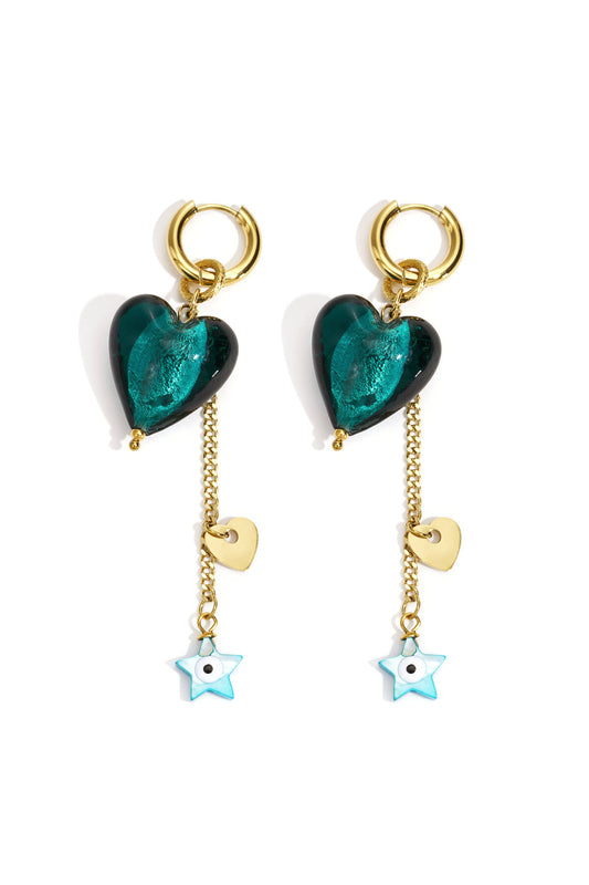 Elegant Blue Heart & Star Drop Earrings for Daily Wear