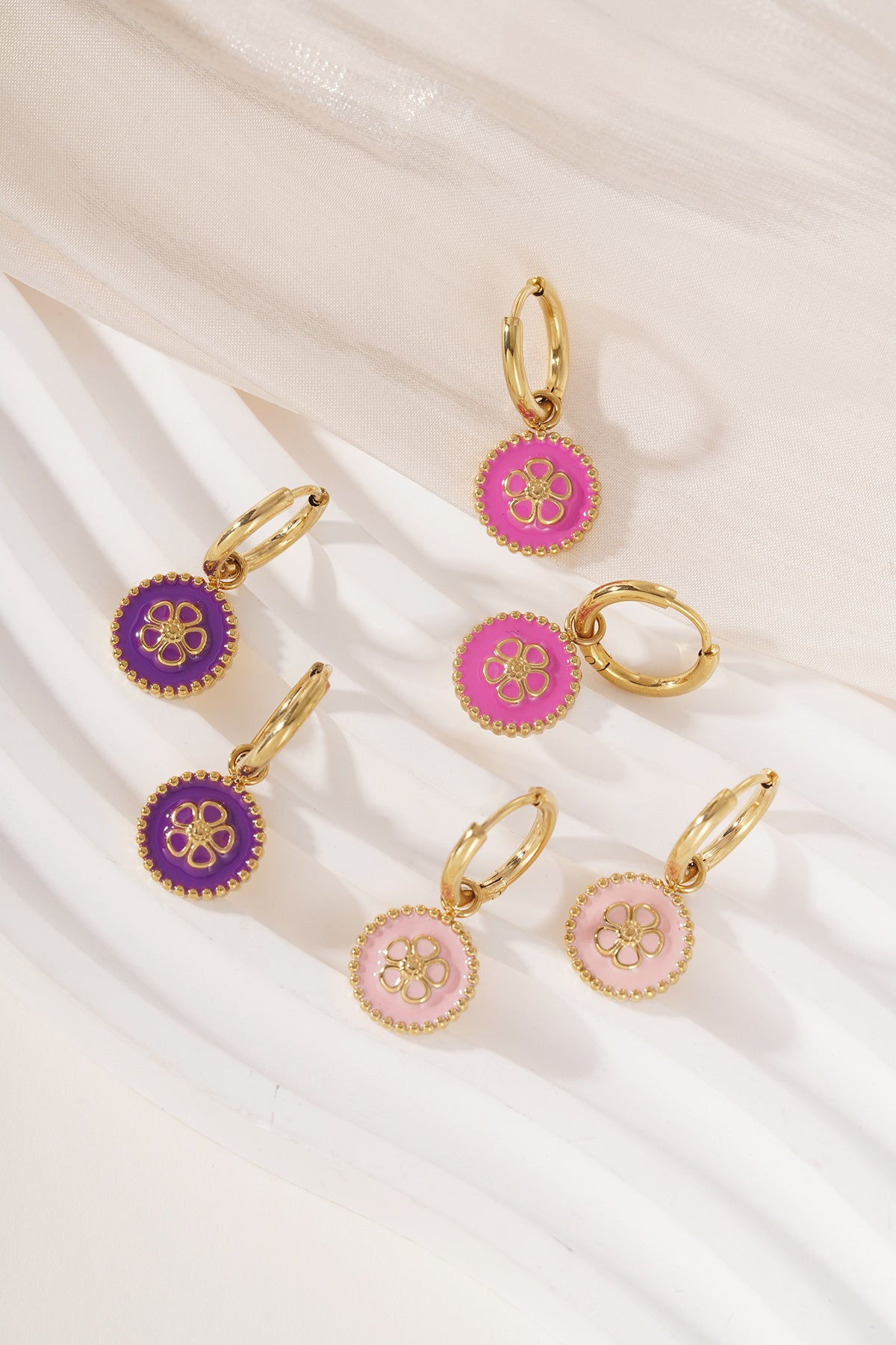 Stylish Stainless Steel Flower Drop Earrings for Spring