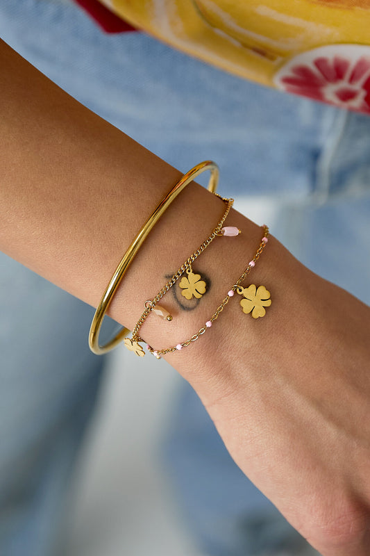 Elegant Pink Crystal Clover Bracelet for Women
