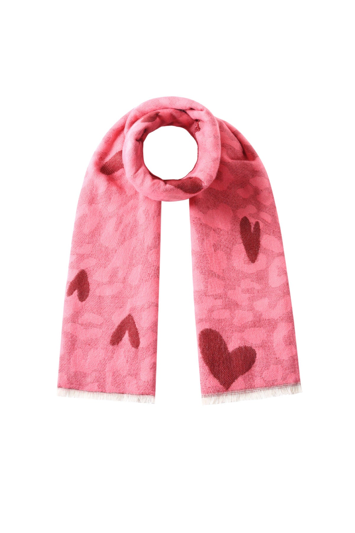 Soft Heart-Print Winter Scarf for Women - Casual & Cozy