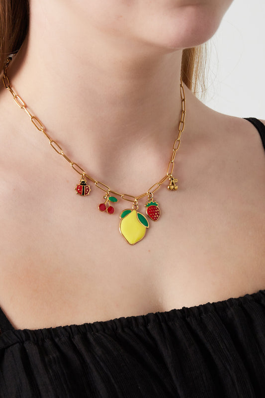 14K Gold Plated Fruit Pendant Necklace for Spring/Summer