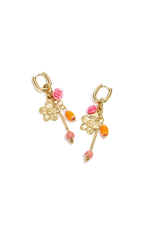 Elegant Brown & Gold Beaded Earrings for Women