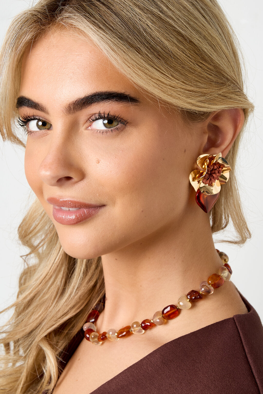 Elegant Flower Heart Drop Earrings for Fall/Winter