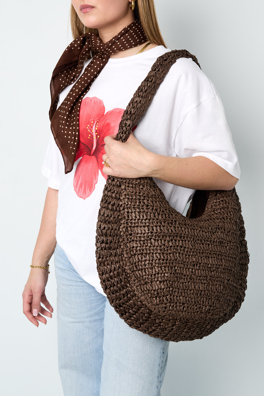 Elegant Round Straw Beach Bag for Women