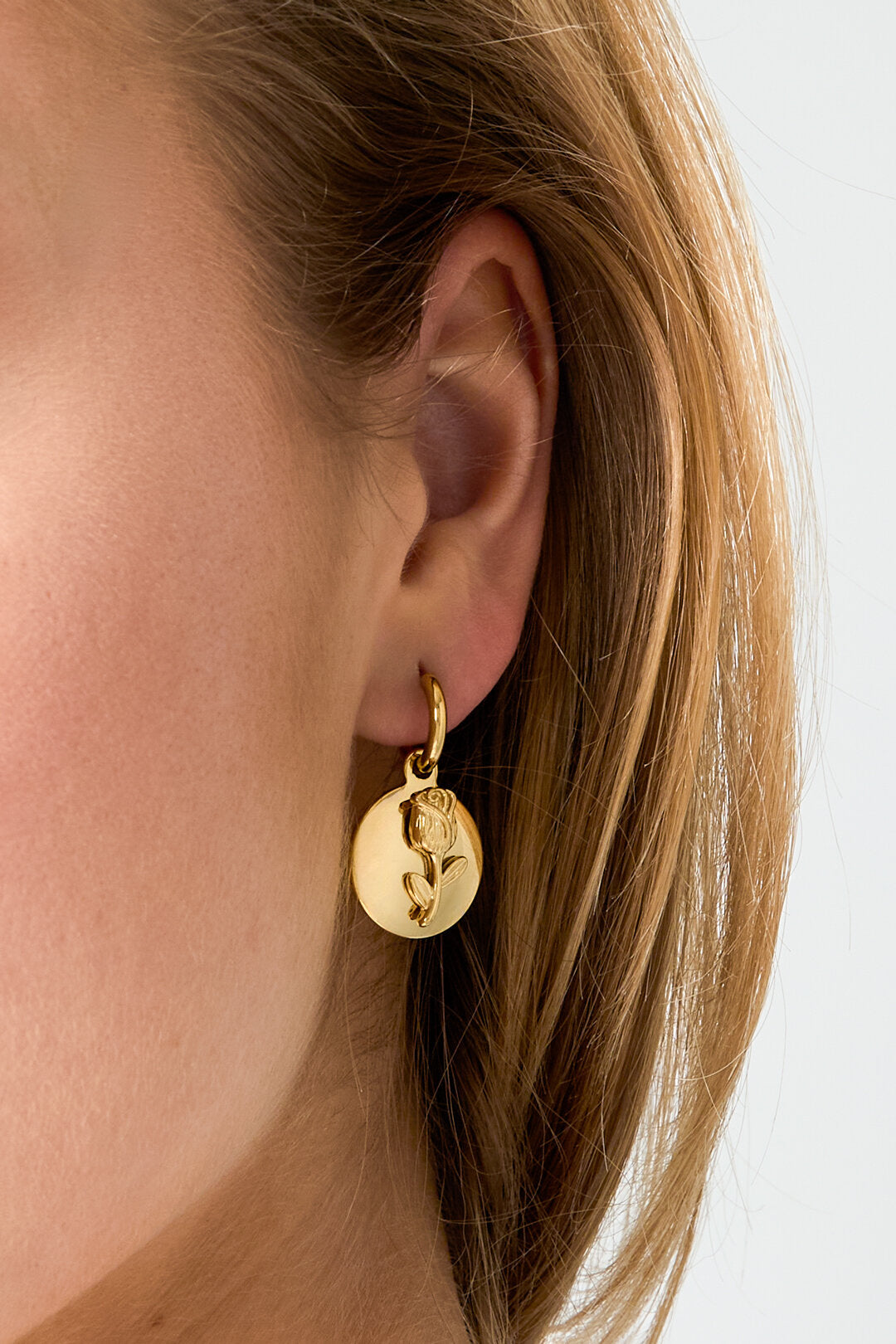 Elegant Gold Drop Earrings for Women - Romantic Floral Design