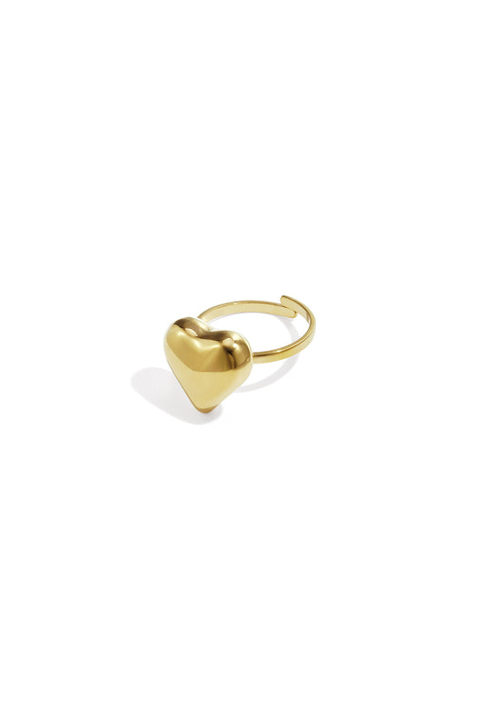 Stylish Adjustable Heart Statement Ring in Silver & Gold