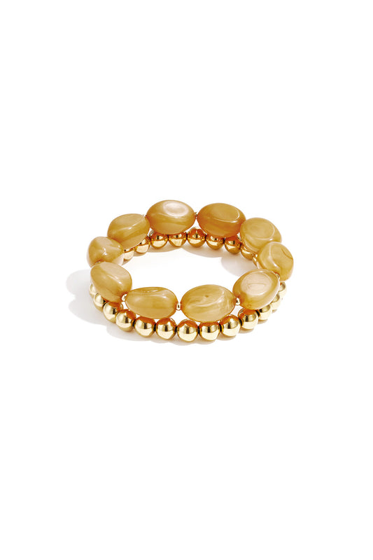 Chic Khaki, Light Pink & Baby Blue Beaded Bracelets