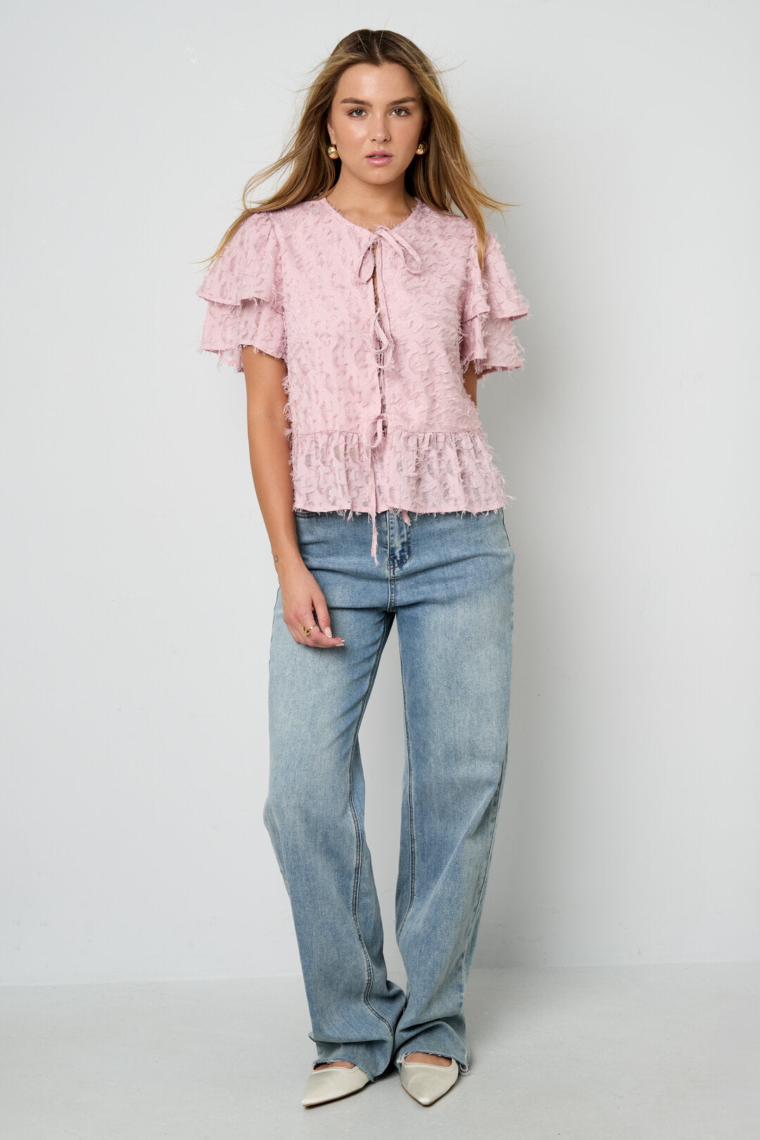 Elegant Tie-Up Short Sleeve Top for Spring/Summer