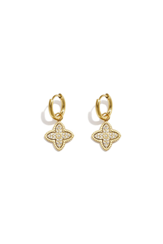 Roestvrijstalen hangende oorbellen met klavertje vier, eenvoudige dagelijkse sieraden uit de Simple-serie voor dames.