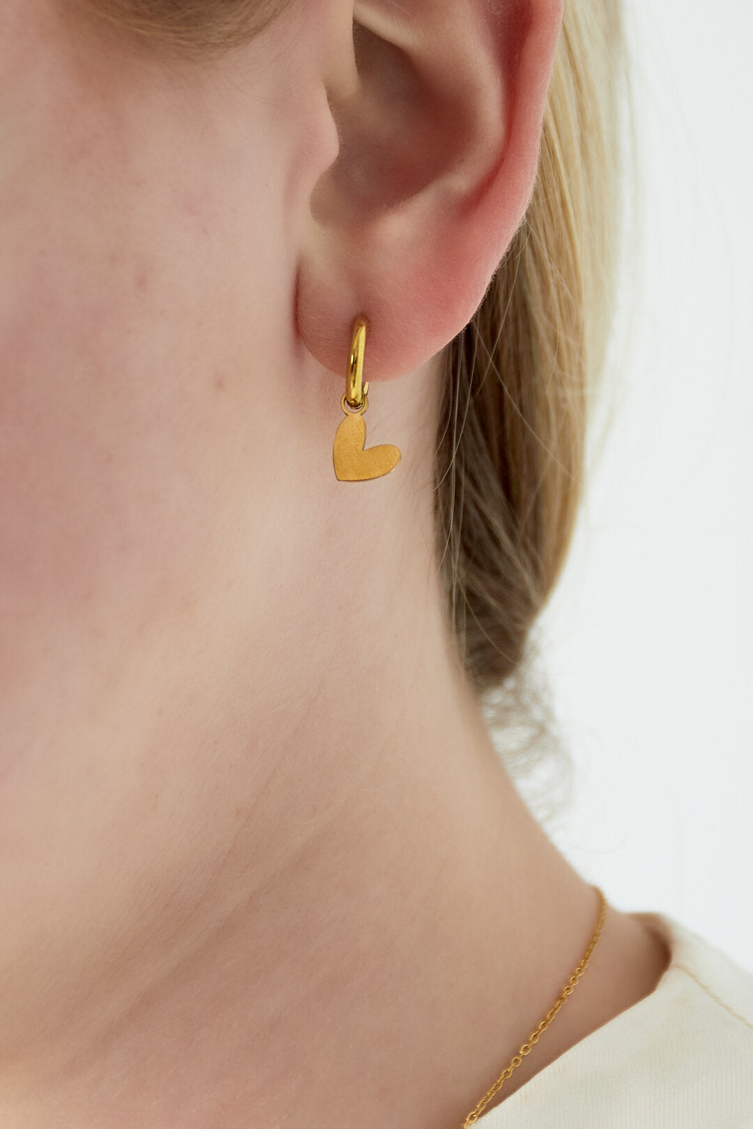 Elegant Heart-Shaped Drop Earrings, Silver & Gold