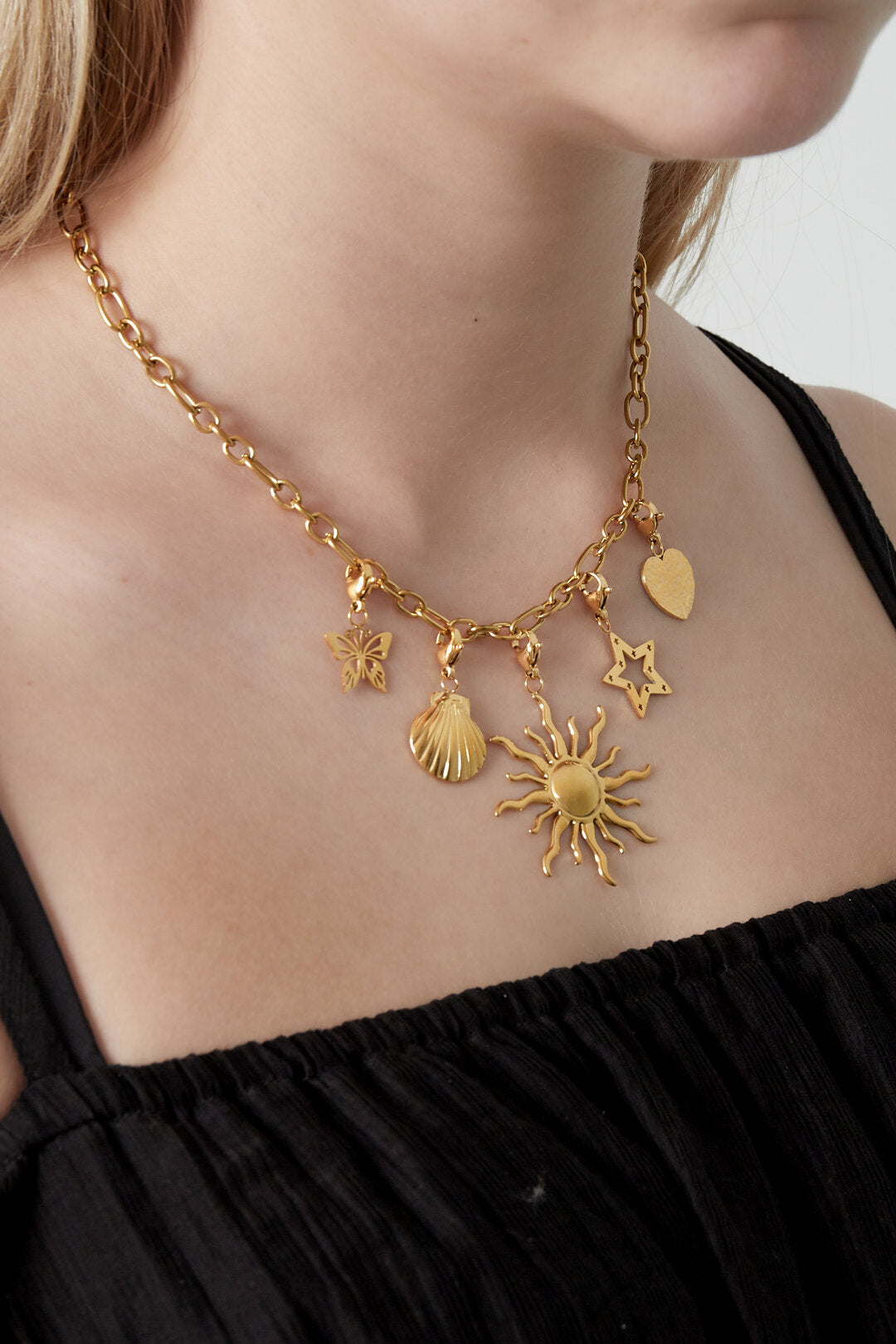 Elegant 14K Gold Plated Heart Pendant Necklace