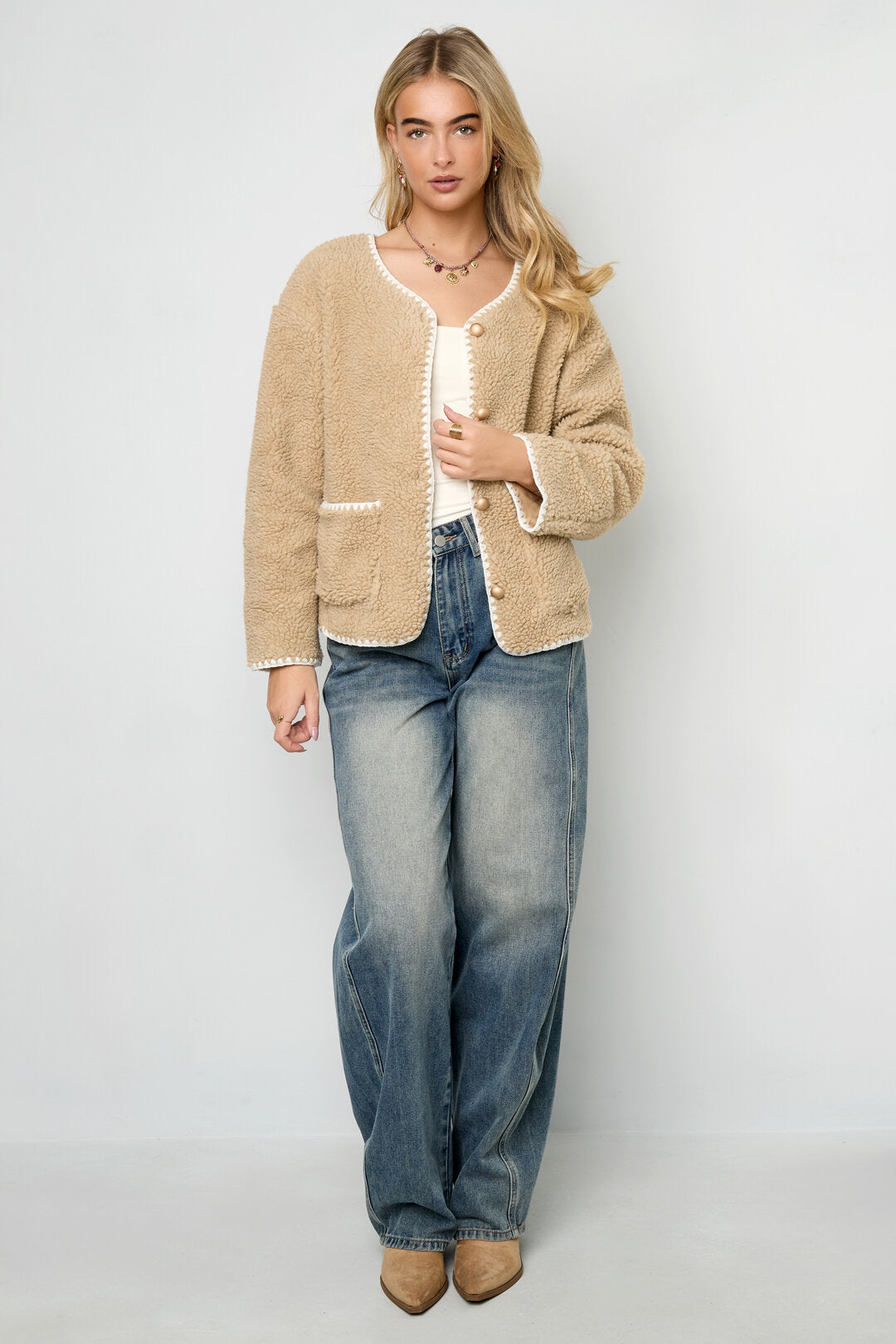 Stylish Color Clash Woven Jacket for Fall/Winter