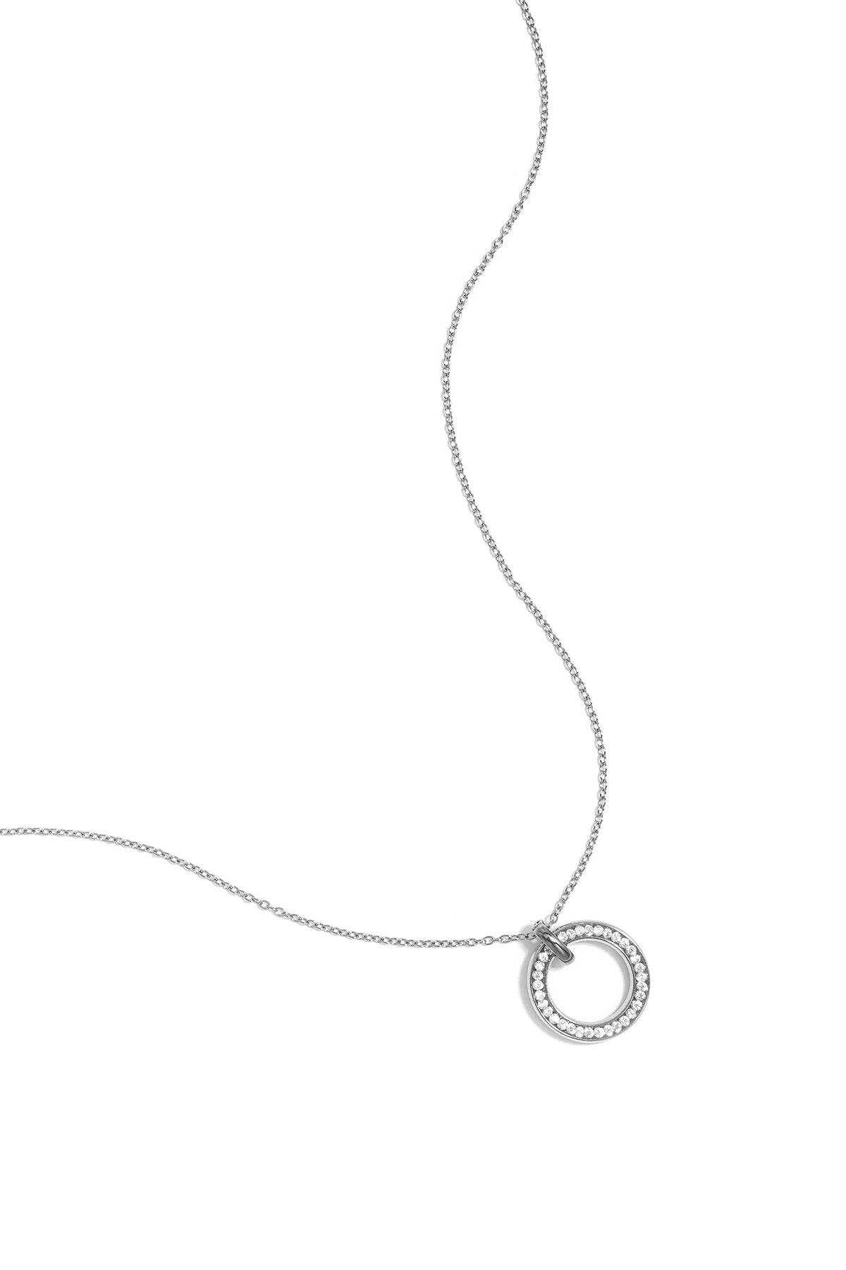 Elegant Circle Pendant Necklace in Silver & Gold