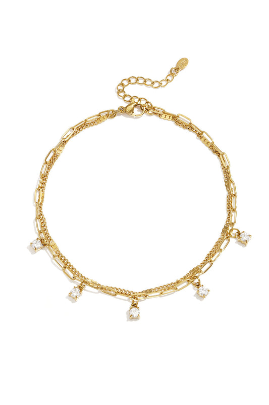 Elegant Gold-Toned Multi-Layered Anklet for Summer