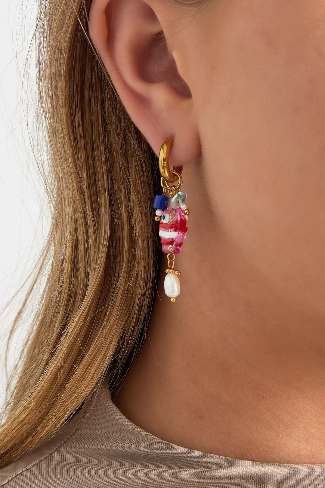 Stylish Pink Stainless Steel Drop Earrings for Spring/Summer