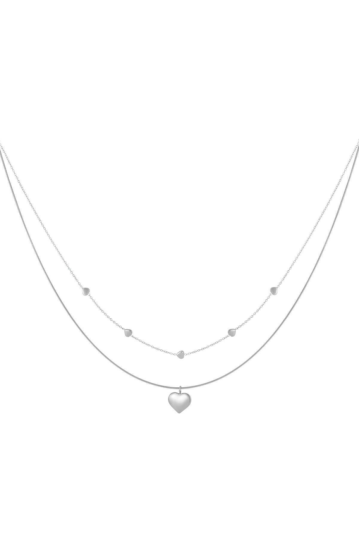 Elegant Heart Layered Necklace in Silver & Gold