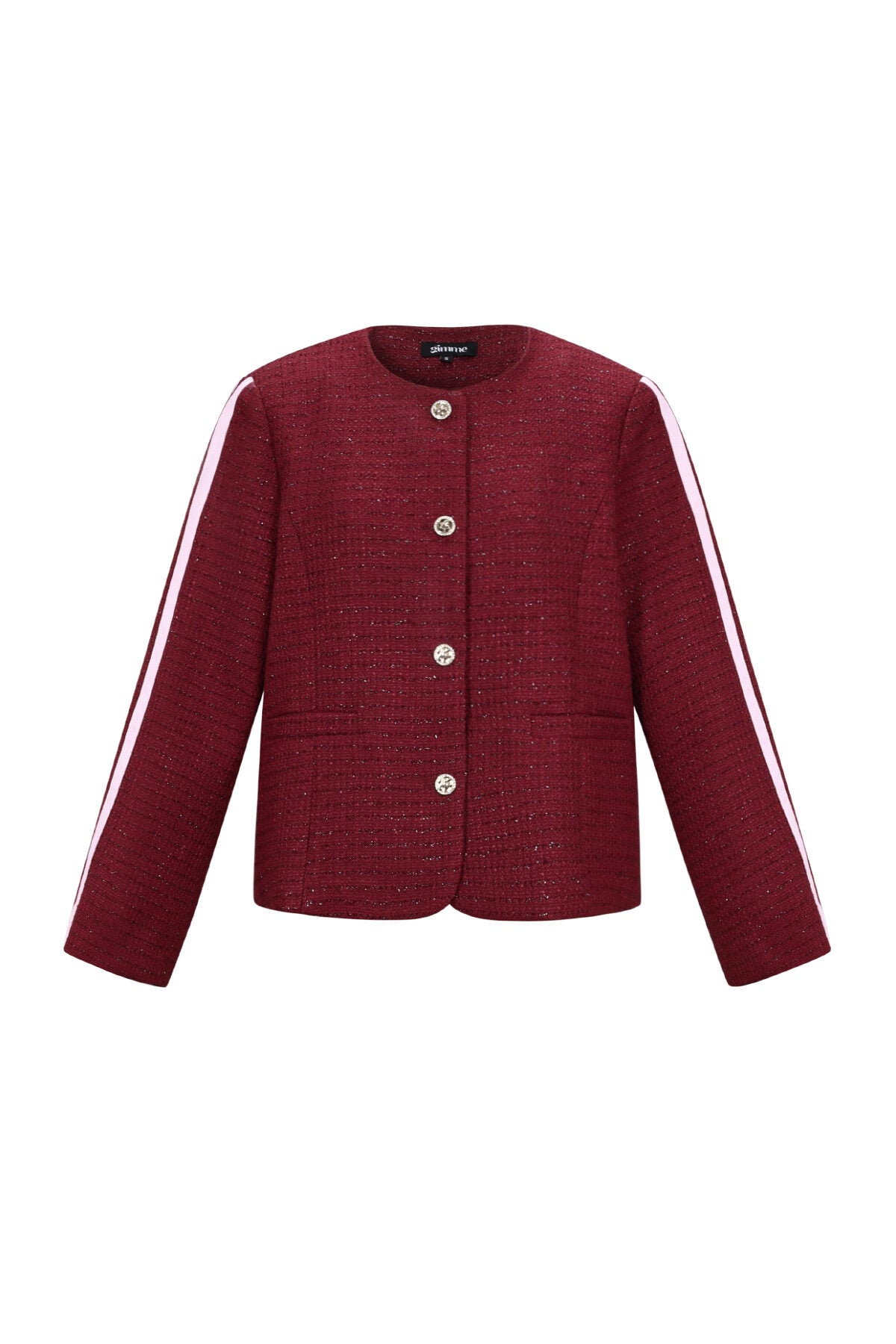 Elegant Plaid Wine Red & Black Jacket for Fall/Winter