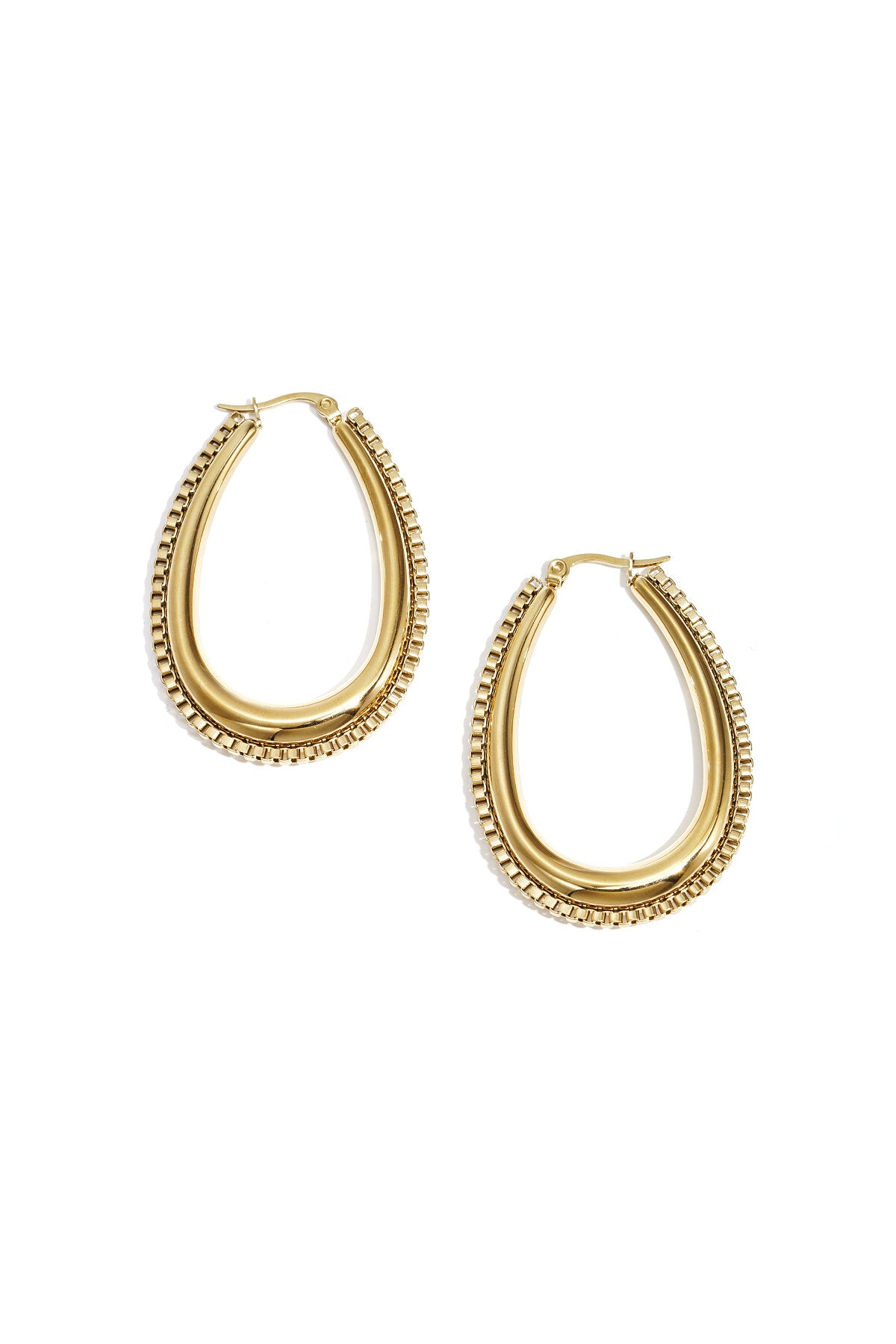 Stylish Stainless Steel Hoop Earrings - Silver & Gold