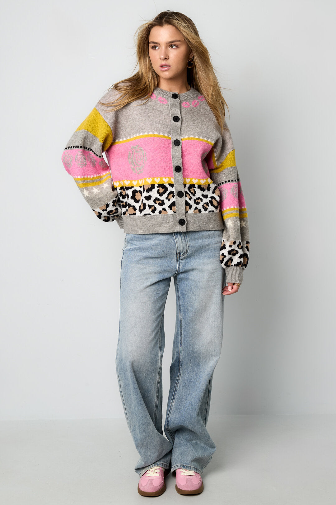 Chic Floral Print Knit Cardigan for Fall/Winter