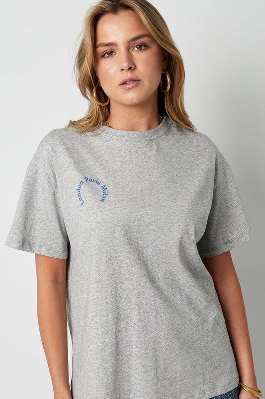 Casual Grey Cotton T-Shirt for All Fits