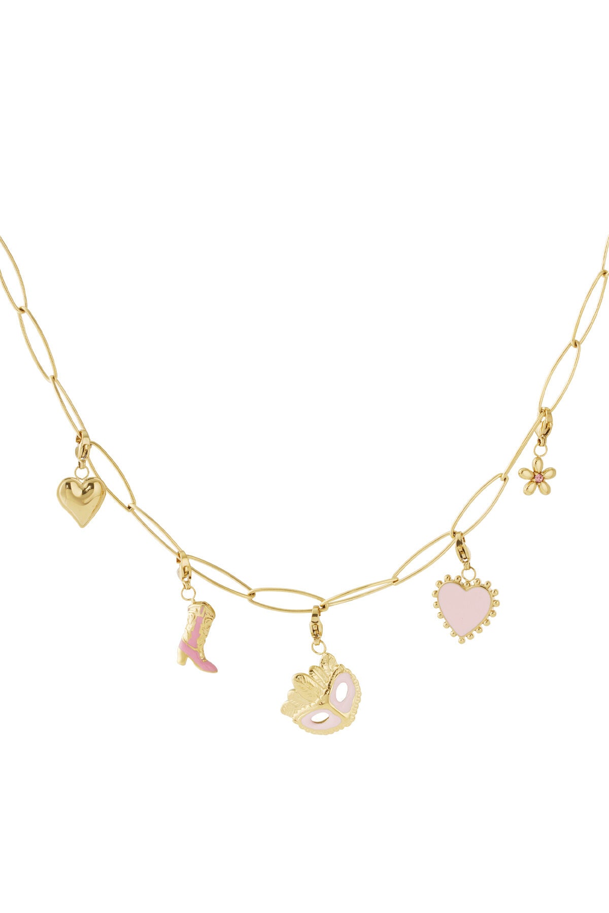 Elegant 14K Gold Plated Flower Heart Necklace