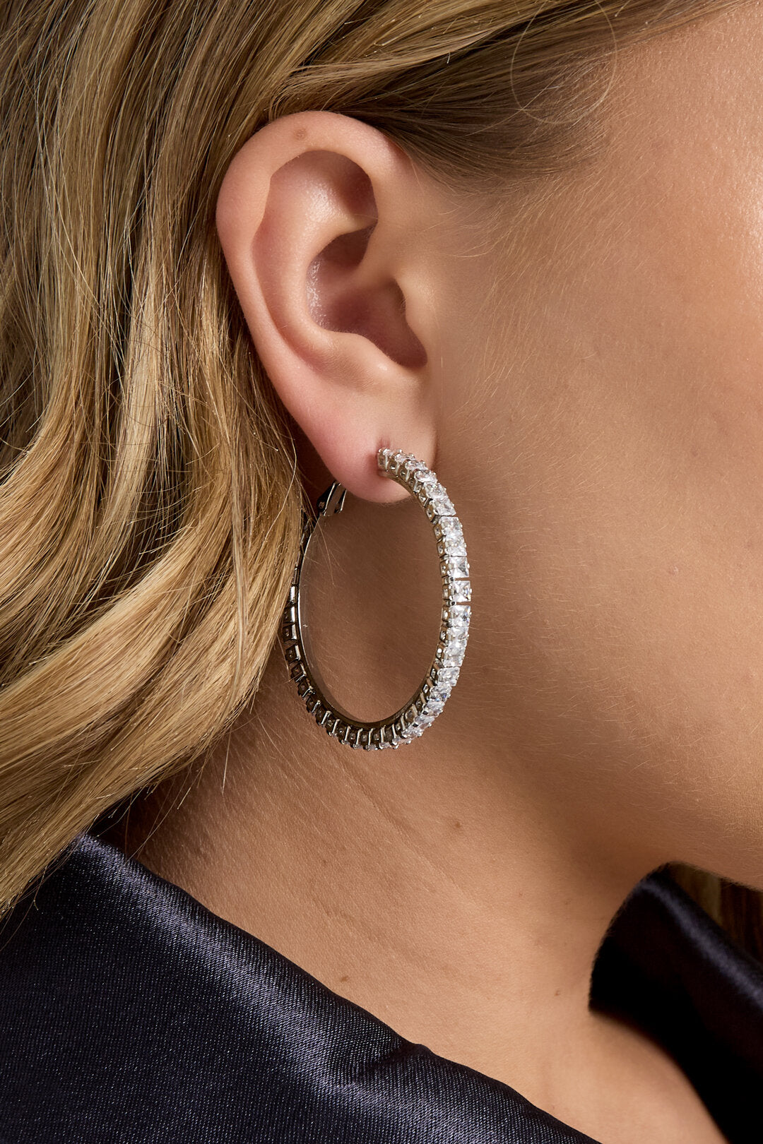 Elegant Zircon Party Earrings, Luxurious Silver & Gold