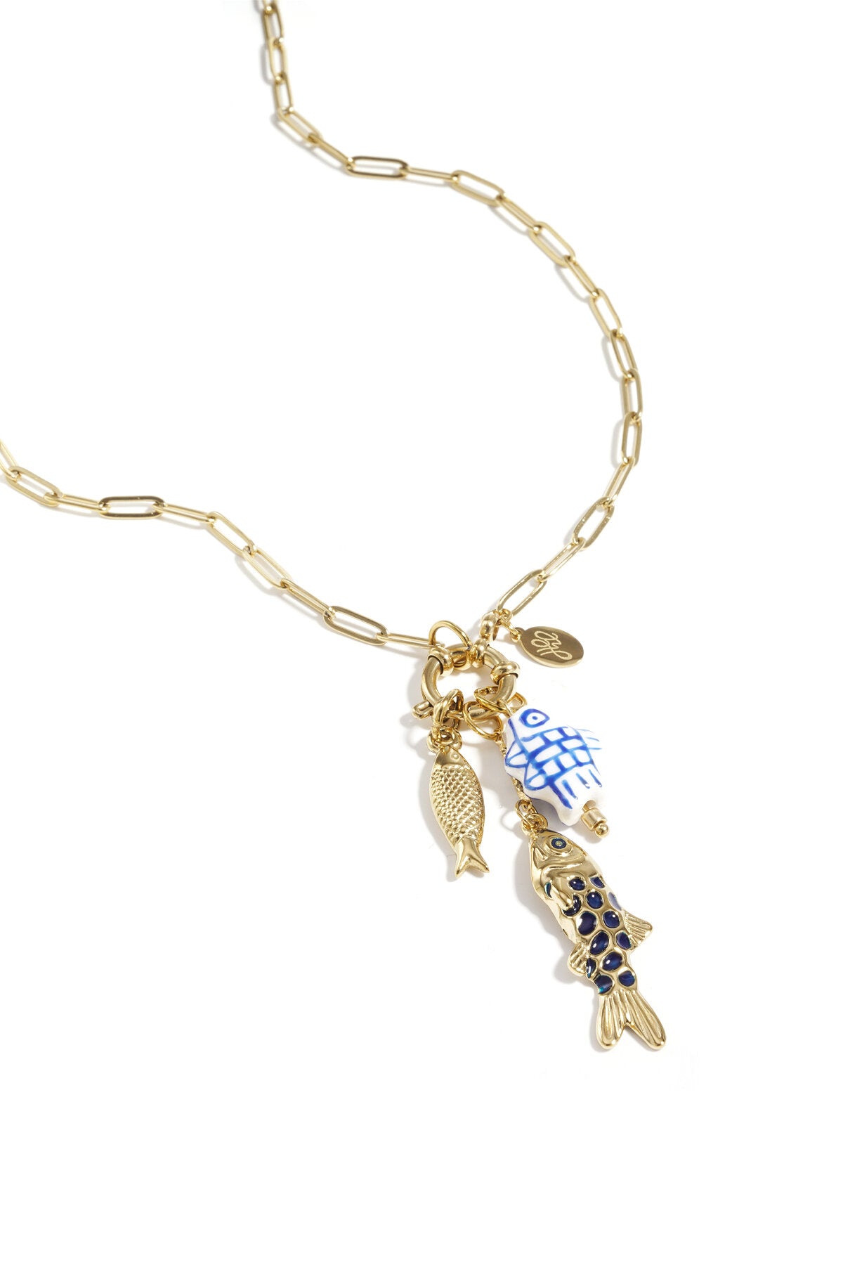 Stylish Gold-Toned Fish Pendant Necklace for Everyday Wear