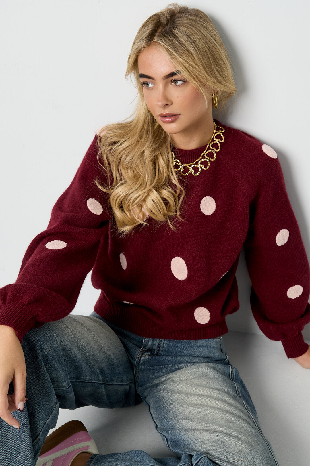 Cozy Knitted Sweater for Fall/Winter - Polka Dots