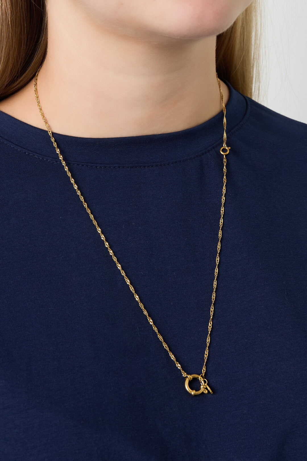 Elegant Gold Color Stainless Steel Chain Necklace for Women