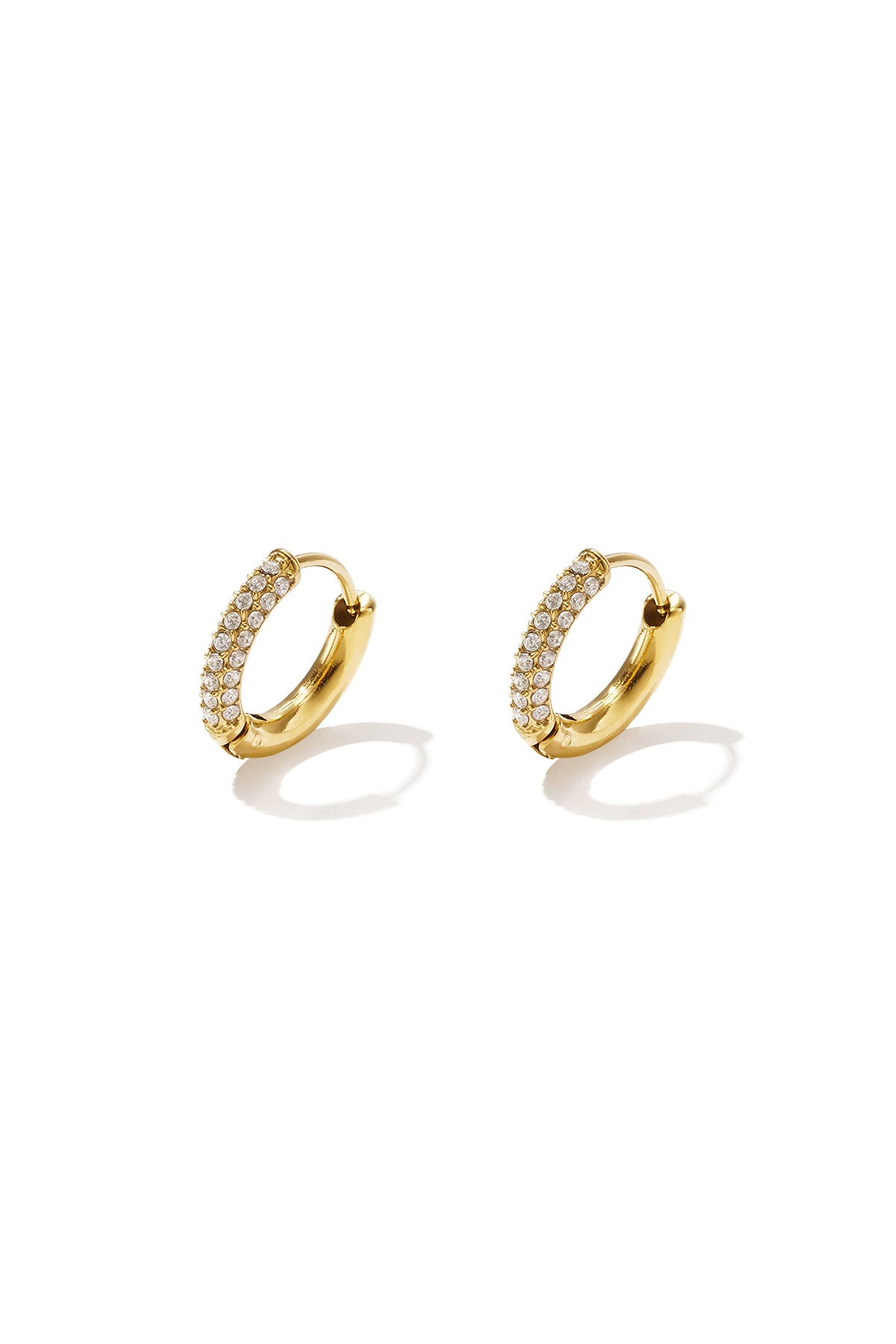 Elegant Rhinestone Hoop Earrings - Silver & Gold